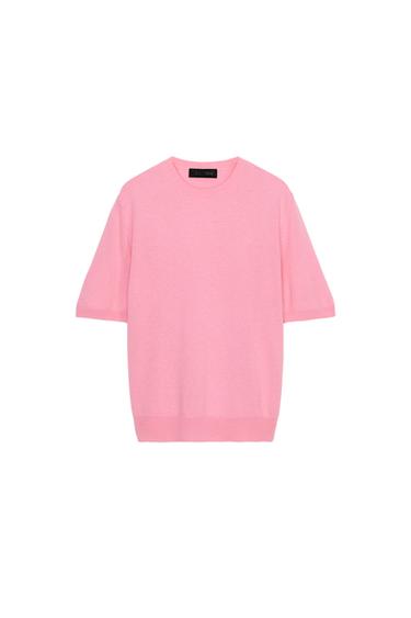 100% WOOL SHORT SLEEVE JUMPER - Bubble gum by Zara