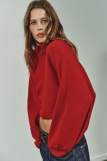 KNIT JUMPER WITH WIDE SLEEVES - Red by Zara - Image 2