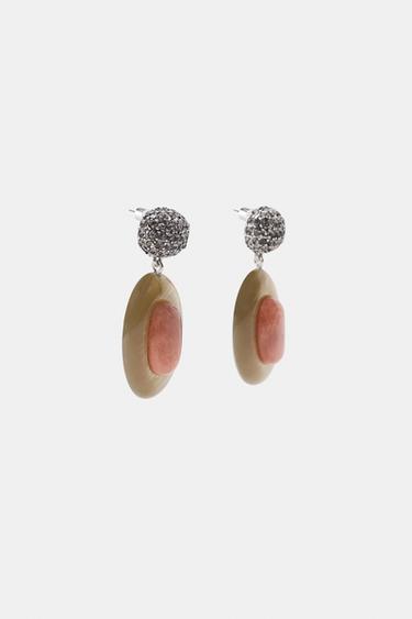 SHINY STONE EARRINGS - Anthracite grey by Zara - Image 5