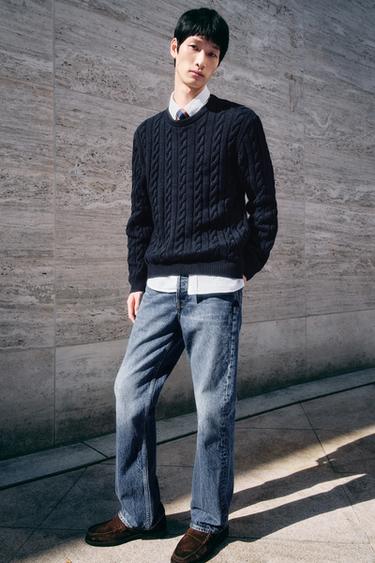 Zara 麻花紋理針織衫 - 海藍色