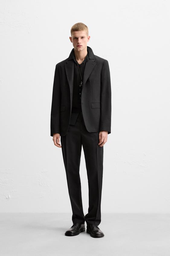 ウール100% スーツパンツ - ブラック | ZARA Japan / 日本