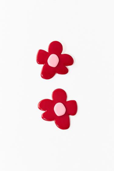 Zara CONTRAST FLOWER EARRINGS - Pink