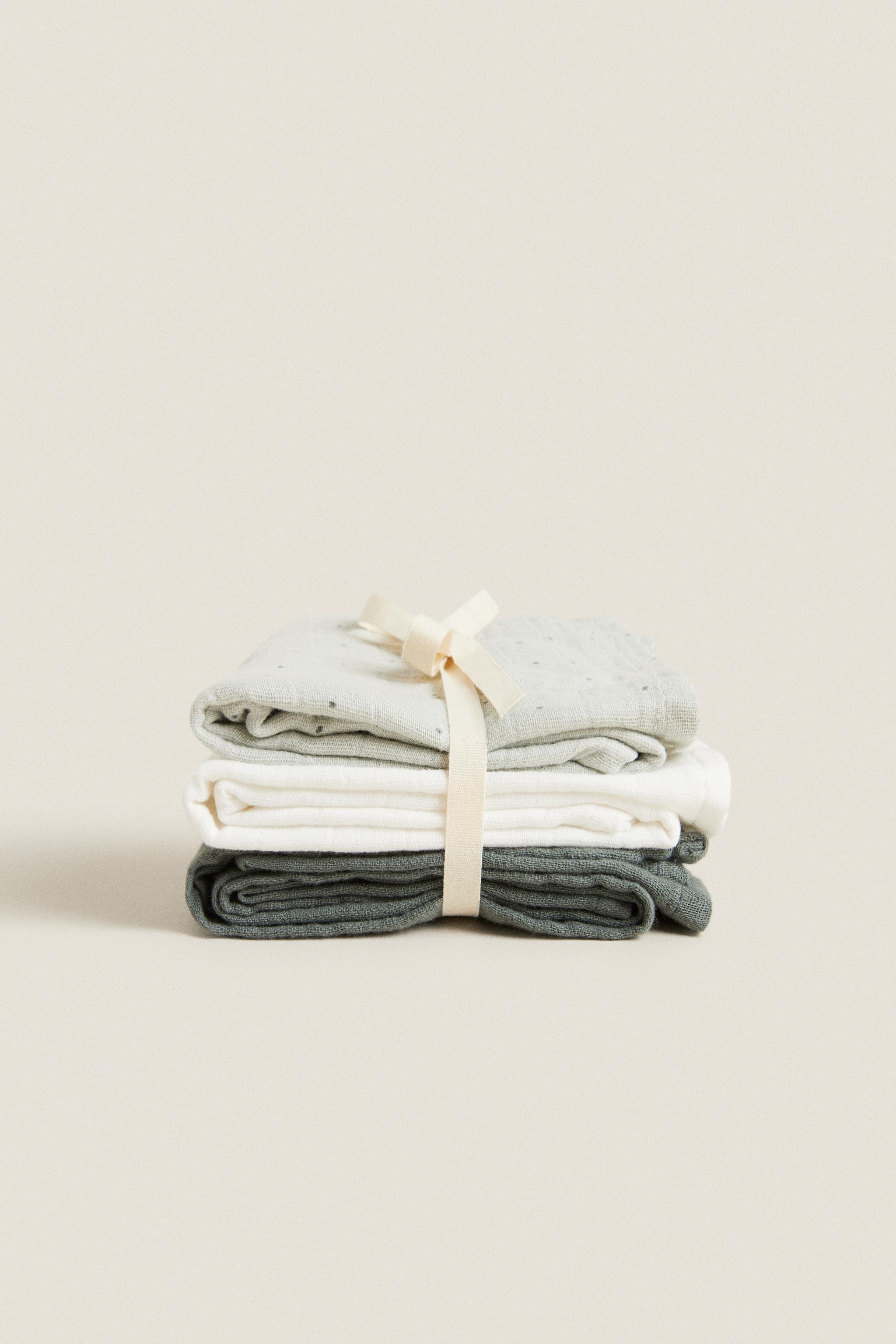Zara SET OF MULTICOLORED BABY MUSLIN CLOTHS (SET OF 3) — фото 2