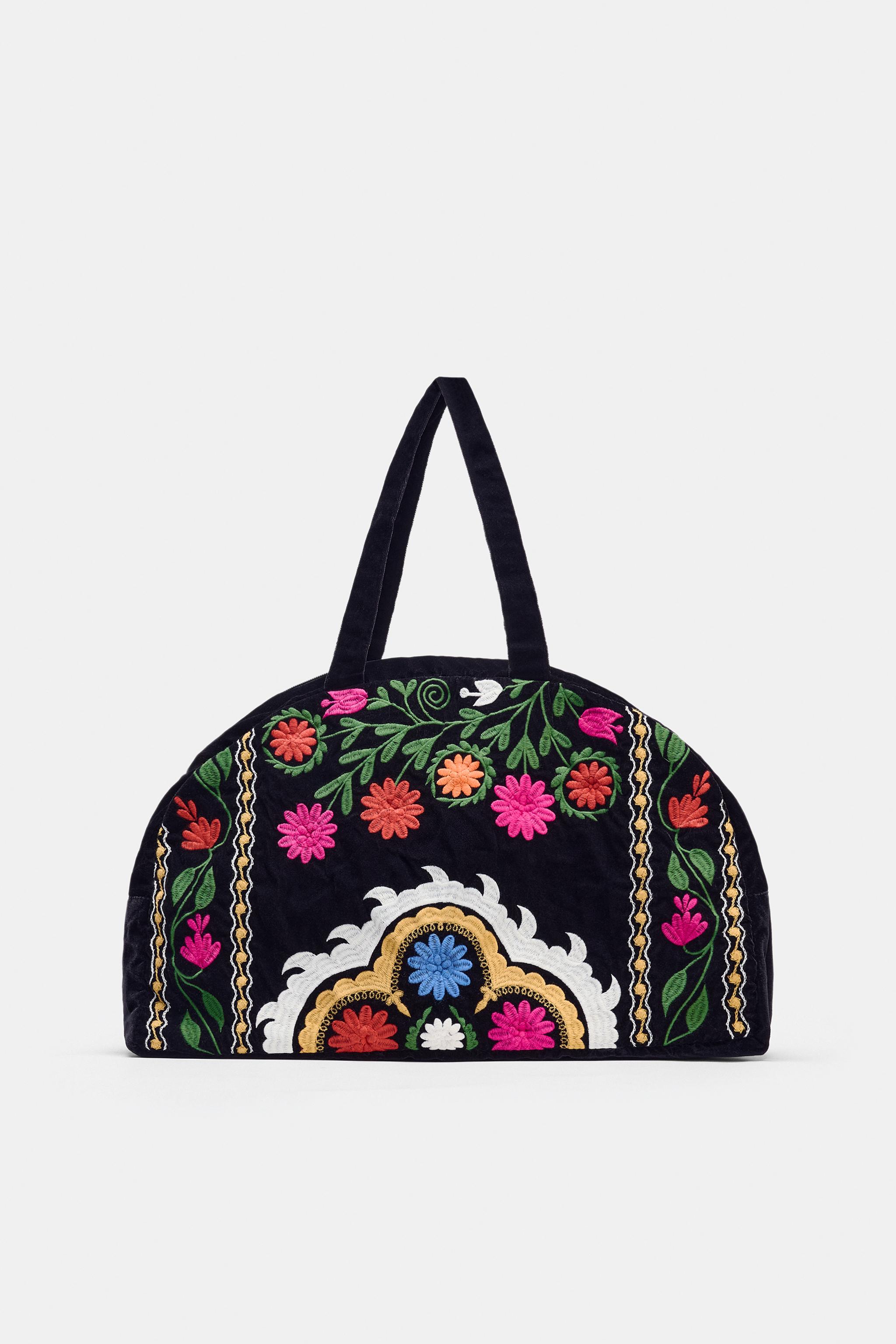 Tote Zara Duffle Bag India Zara EMBROIDERED VELVET TRAVEL BAG