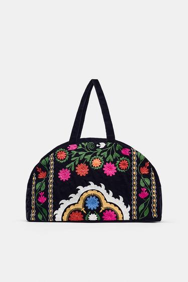 VELVET TRAVEL BAG WITH EMBROIDERY - Black by Zara - Image 3