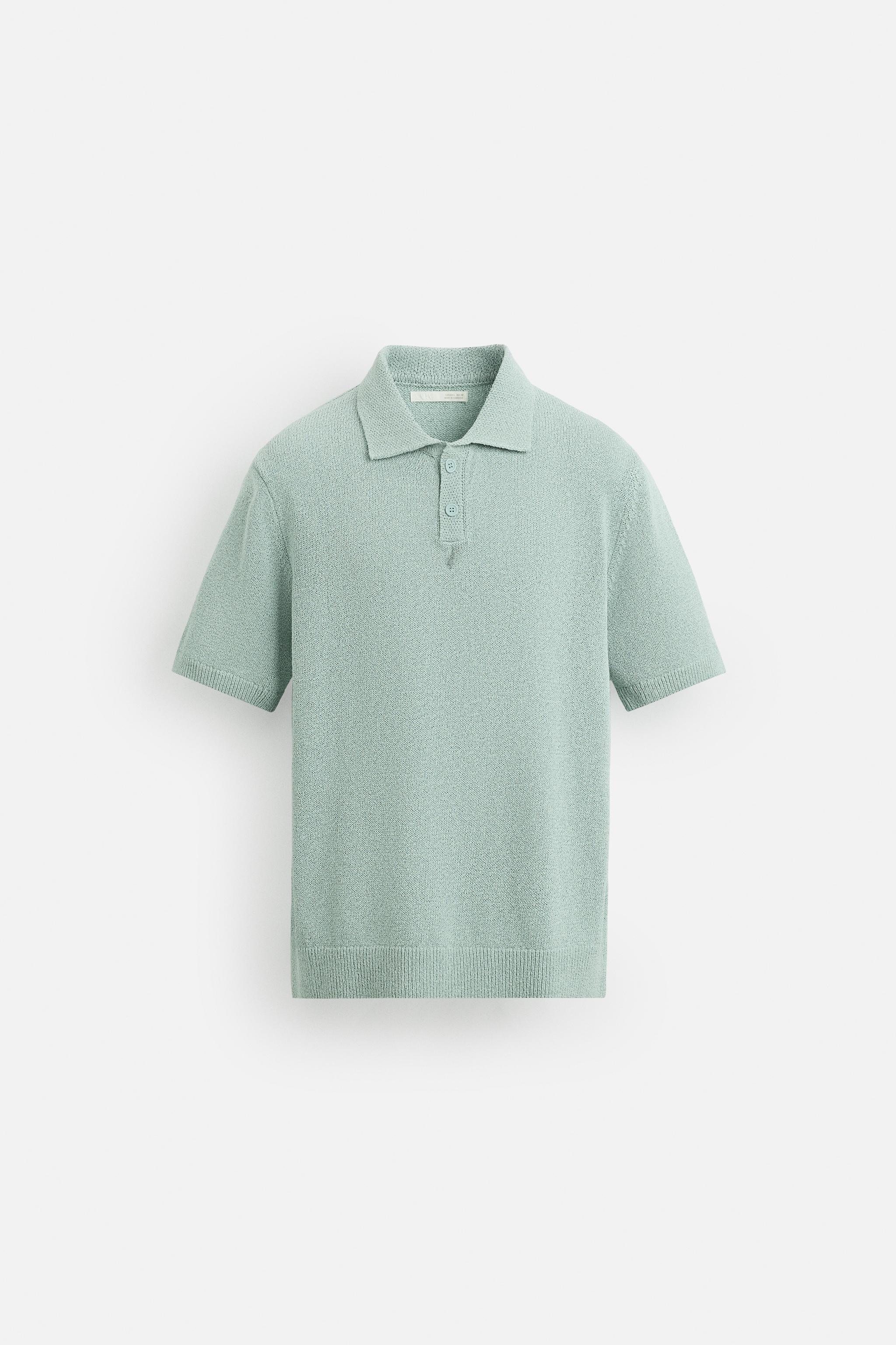 TEXTURED KNIT POLO SHIRT - Light blue | ZARA Canada