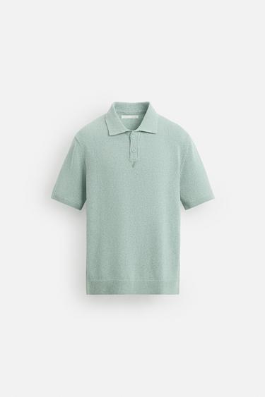 POLO EN MAILLE STRUCTURÉ - Bleu clair de Zara - Image 6