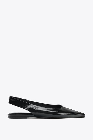 BAILARINA DESTALONADA PIEL - Negro de Zara