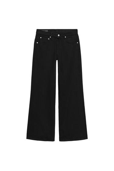 Zara ZW COLLECTION WIDE LEG LOW RISE JEANS - Black