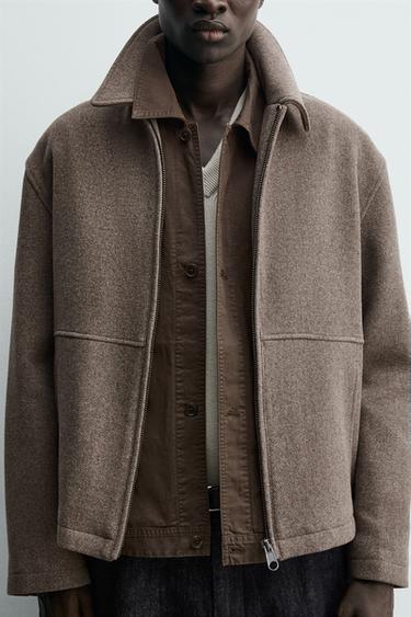 BLOUSON STRUCTURÉ À CHEVRON ET ZIP - Sable de Zara - Image 4