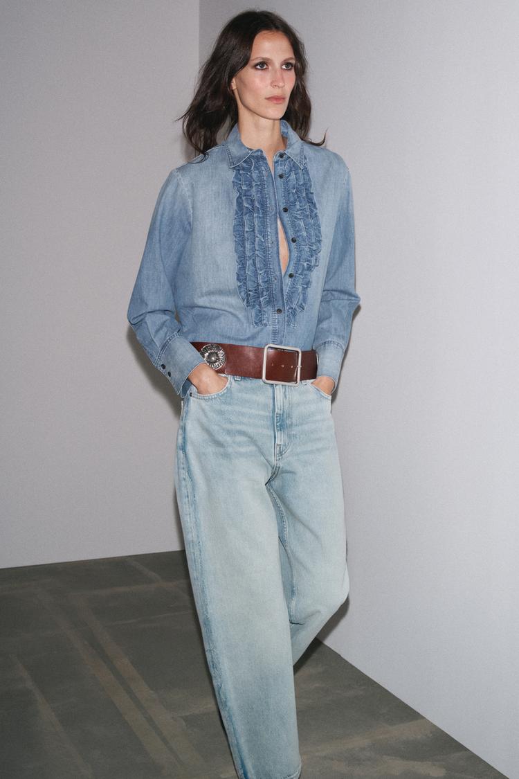 Zw Collection Zara Blusas SeÃ±ora Camisa Vaquera Zara Volantes