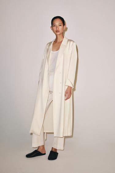 ZW COLLECTION SATIN STRAIGHT-LEG TROUSERS - Ecru by Zara - Image 0