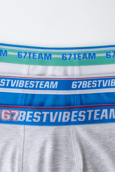 AGES 6-14 / THREE-PACK OF SLOGAN BOXERS - White by Zara - Image 1