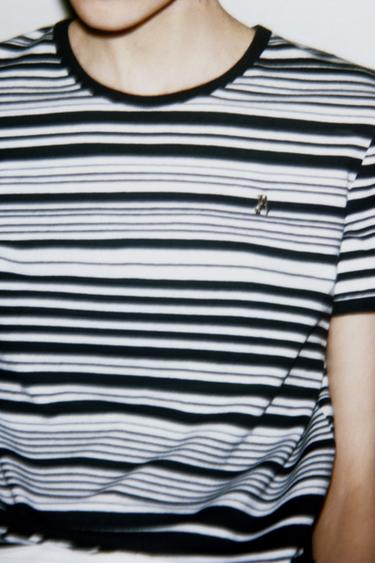 ZA STRIPED T-SHIRT - blue/black by Zara