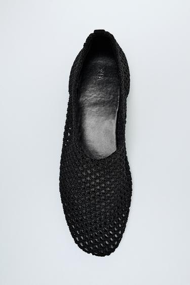 Zara FLAT MESH BALLET FLATS - Black