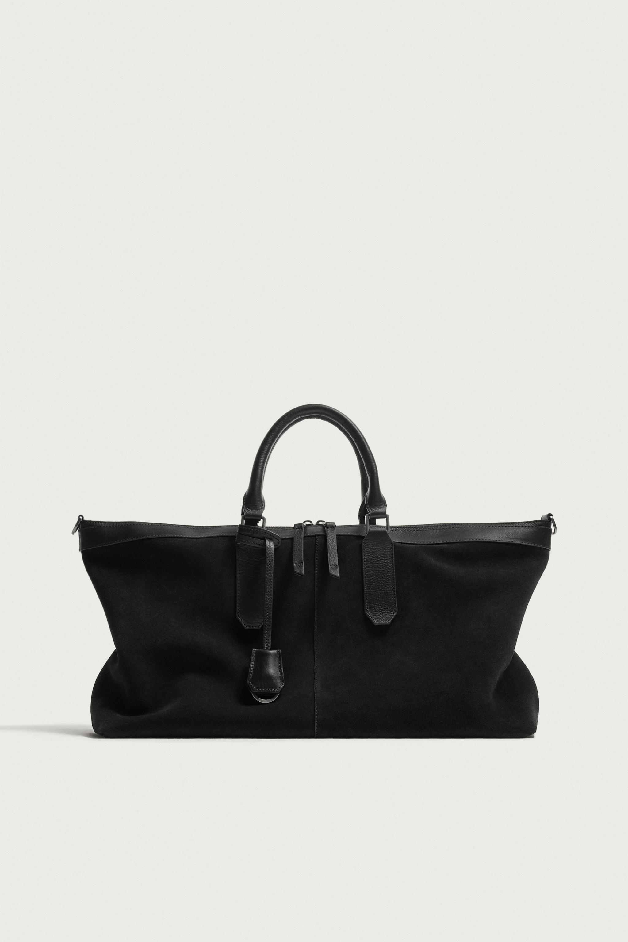 LEATHER TRAVEL BAG — Black
