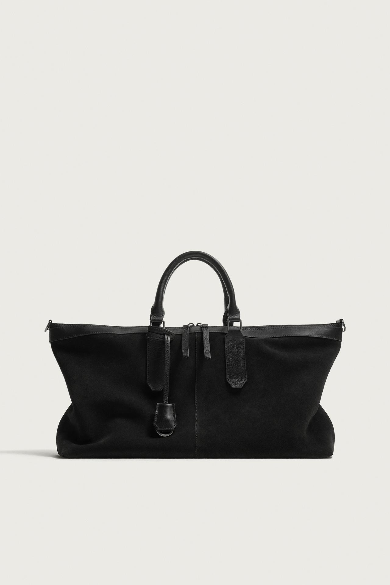 LEATHER TRAVEL BAG — Black