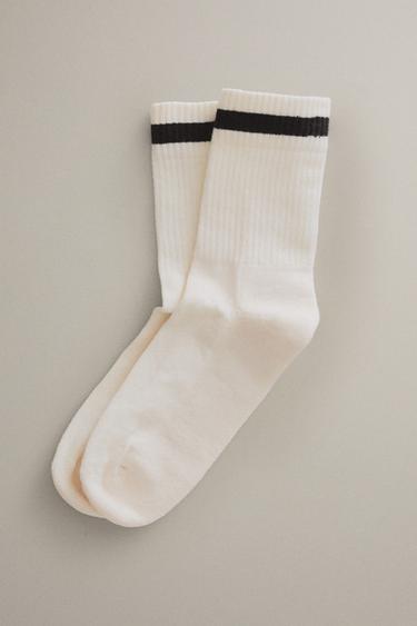 STRIPED COTTON SOCKS (PACK OF 2) - خَام الخاص بـ Zara
