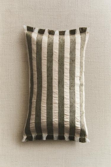 Zara STRIPED THROW PILLOW COVER - Green