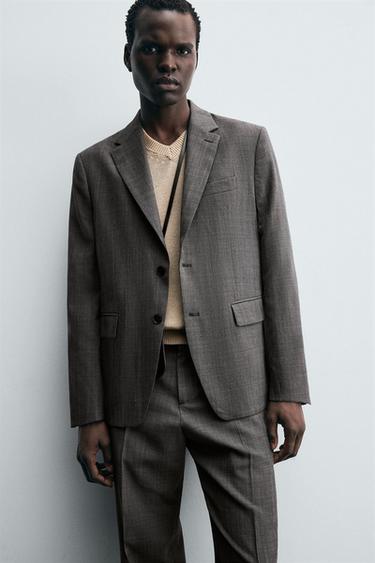 BLAZER COSTUME À CARREAUX - marron chiné de Zara - Image 4