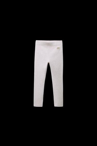 LEGGINGS MIT RIB UND ETIKETT - Sandfarben / meliert von Zara