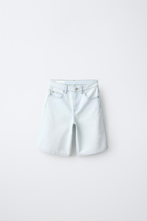 LONG DENIM BERMUDA SHORTS - Light blue by Zara - Image 0
