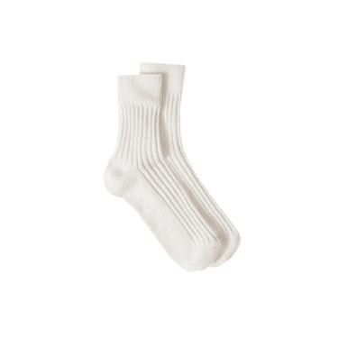 Zara RIBBED SHORT SOCKS - Ecru