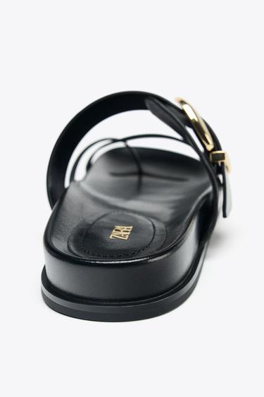 BUCKLED FLAT SANDALS - Black by Zara - Image 5