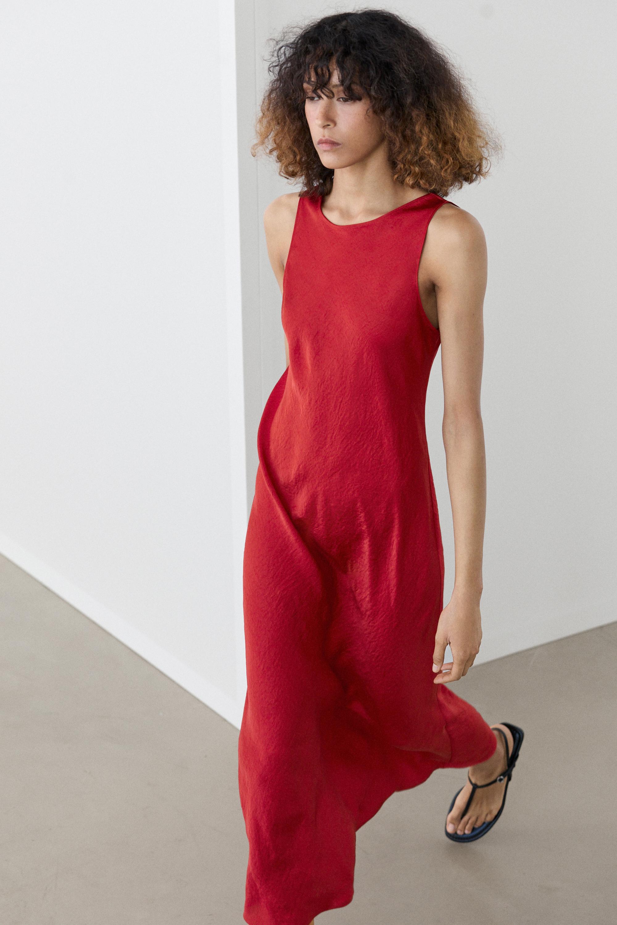 Flowing satin midi dress