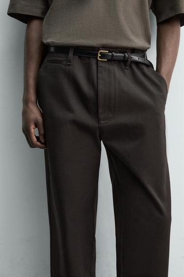 PANTALON CHINO REGULAR FIT - Noir / Marron de Zara - Image 4