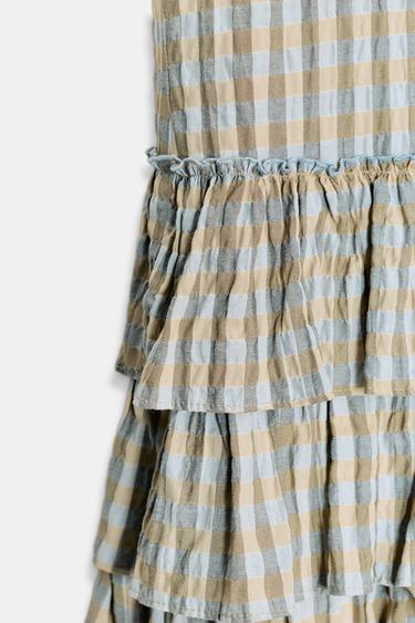 MINI CHECK DRESS WITH RUFFLES - Grey / Beige by Zara - Image 8