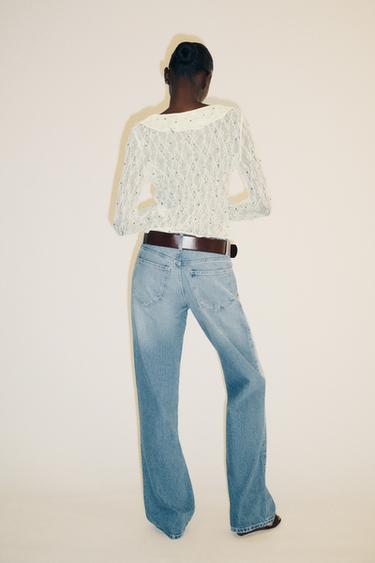 TOP DENTELLE CLOUS - Écru de Zara - Image 4