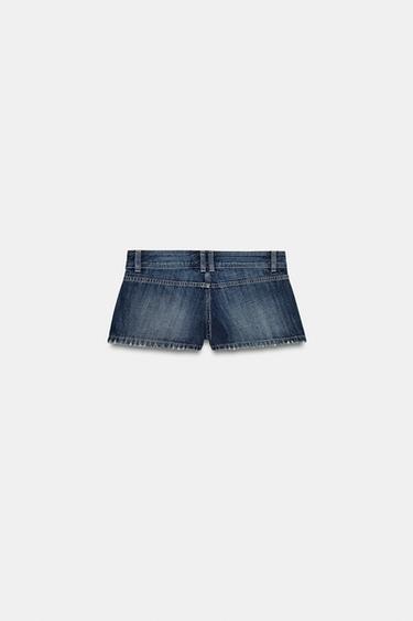 TRF LOW-RISE MINI DENIM SHORTS - Navy blue by Zara - Image 4