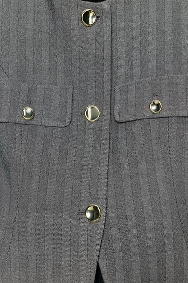 GILET CHEVRON ÉVASÉ - Gris de Zara - Image 6