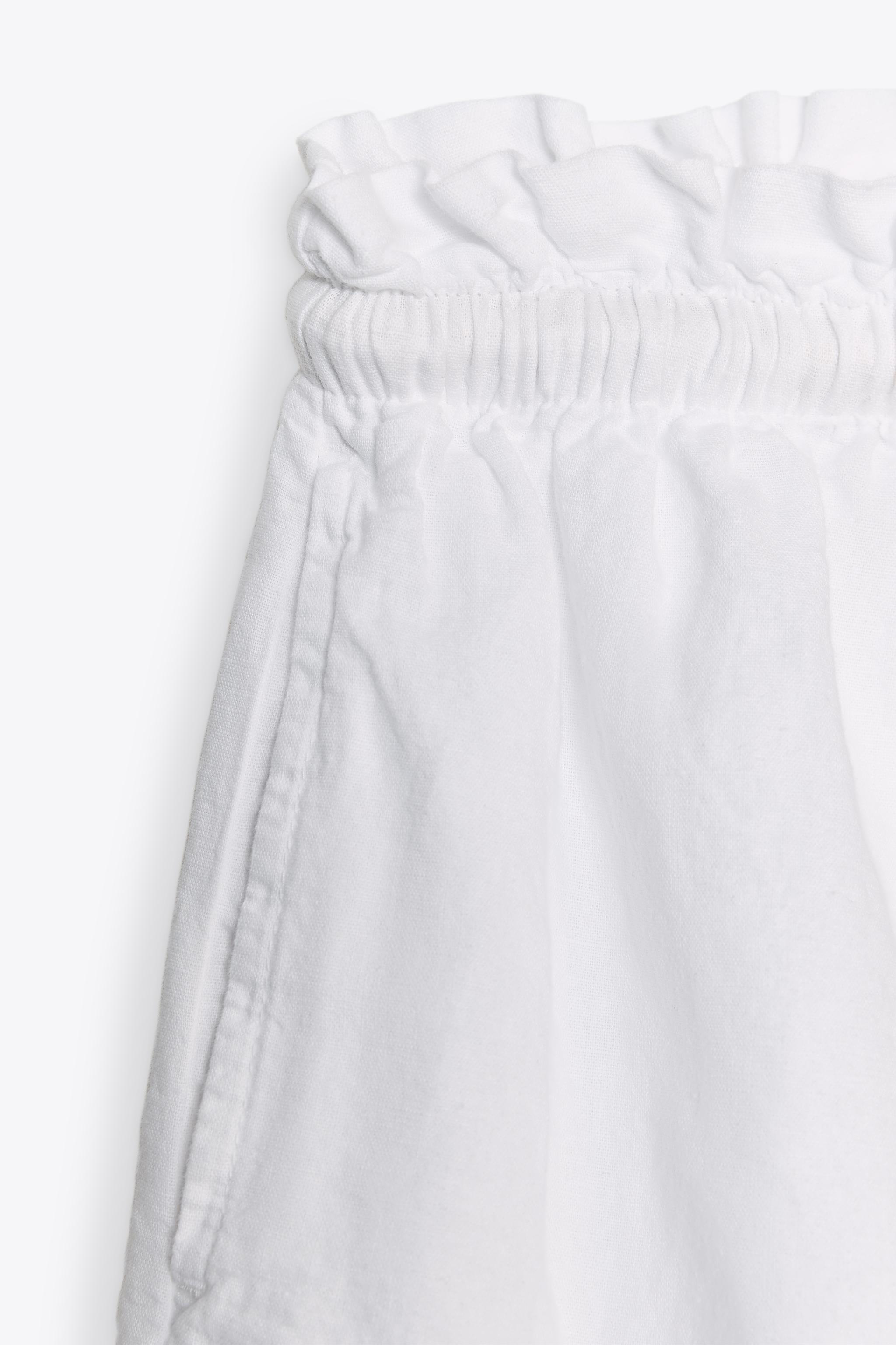 リネン混紡バミューダパンツ ZW COLLECTION - ホワイト | ZARA
