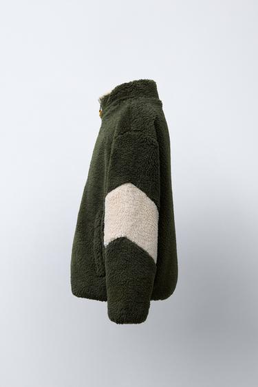 FAUX SHEARLING FLEECE-LINED JACKET - Khaki by Zara - Image 2