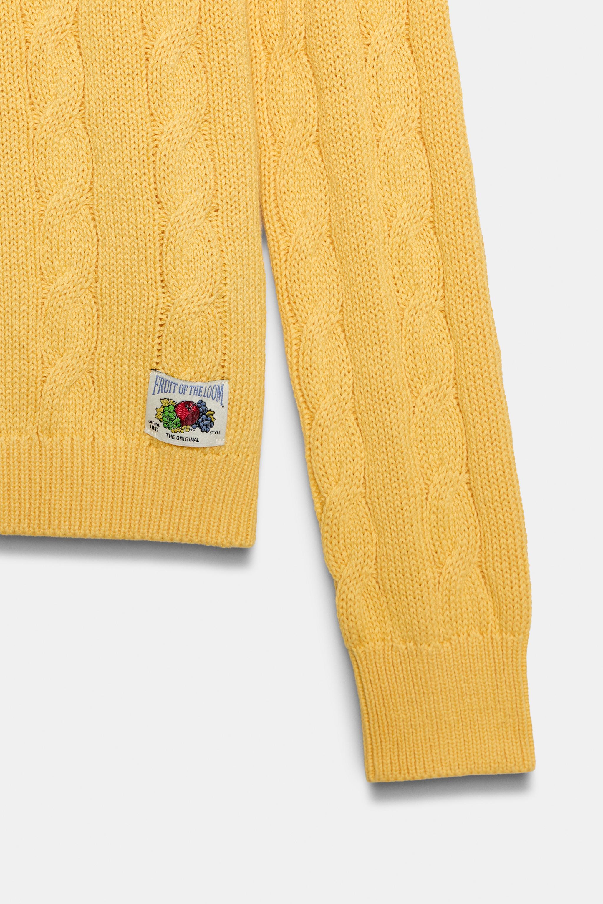 Zara OVERSIZE BURGULU ÖRGÜ FRUIT OF THE LOOM™ KAZAK görsel 5