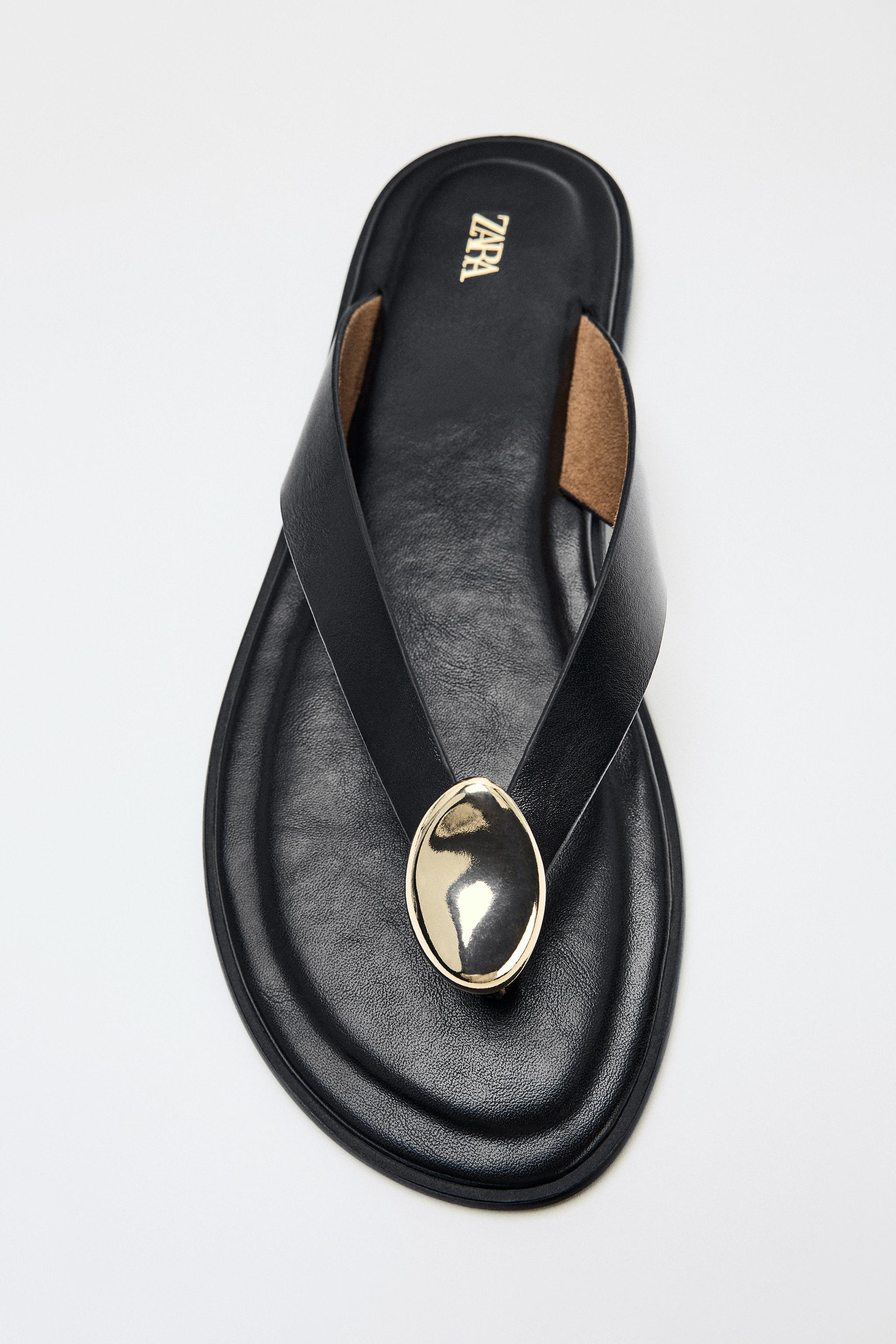 ZARA フラットレザースリッパサンダル レザー フラットサンダル | Zara Home 日本/Japan