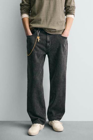 PANTALON STRAIGHT FIT JACQUARD - Gris foncé de Zara - Image 1