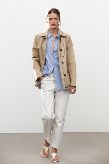 Zara MID WAIST TAPERED JEANS ZW COLLECTION - Ecru