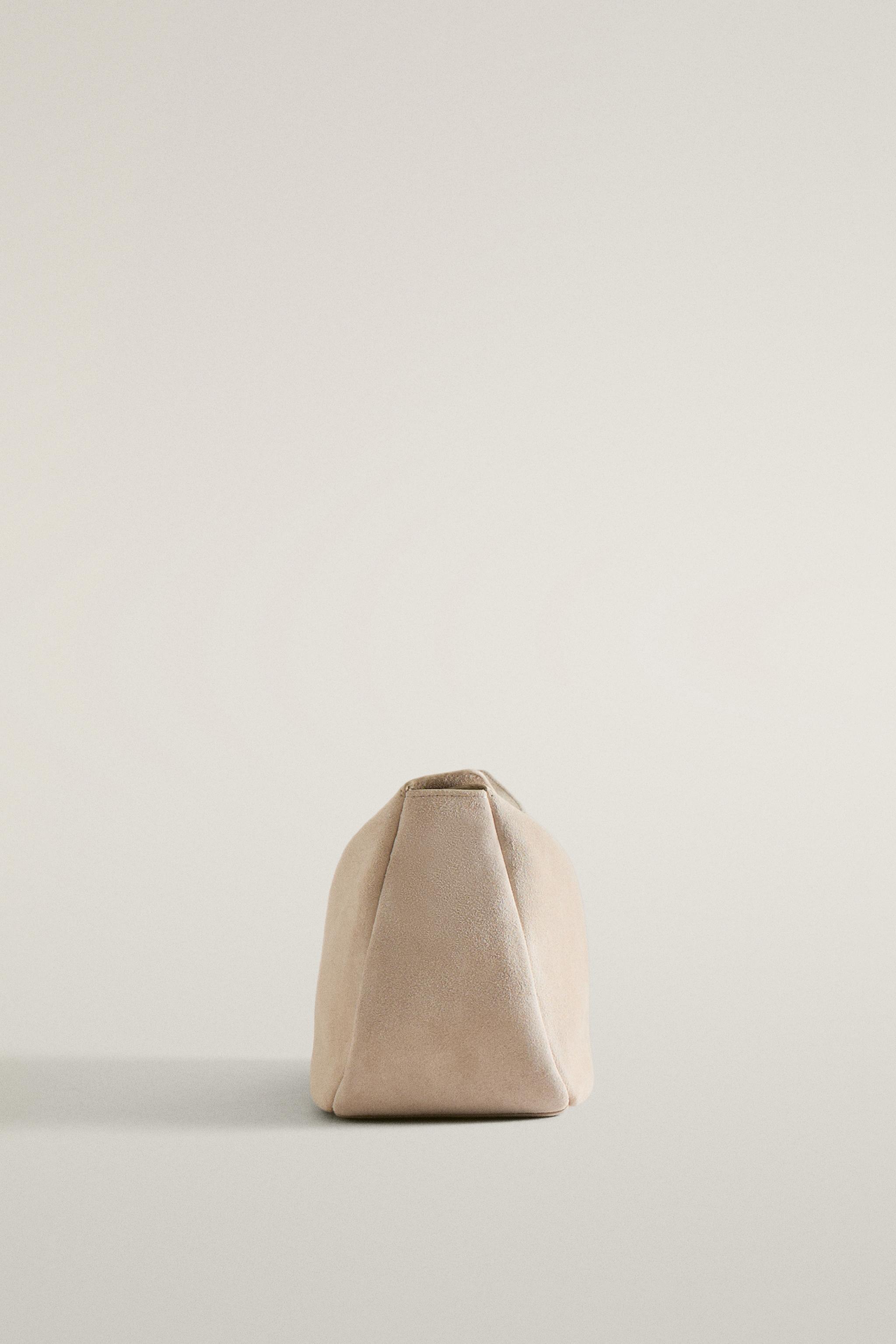 LARGE LEATHER SPLIT CLUTCH MAKEUP BAG