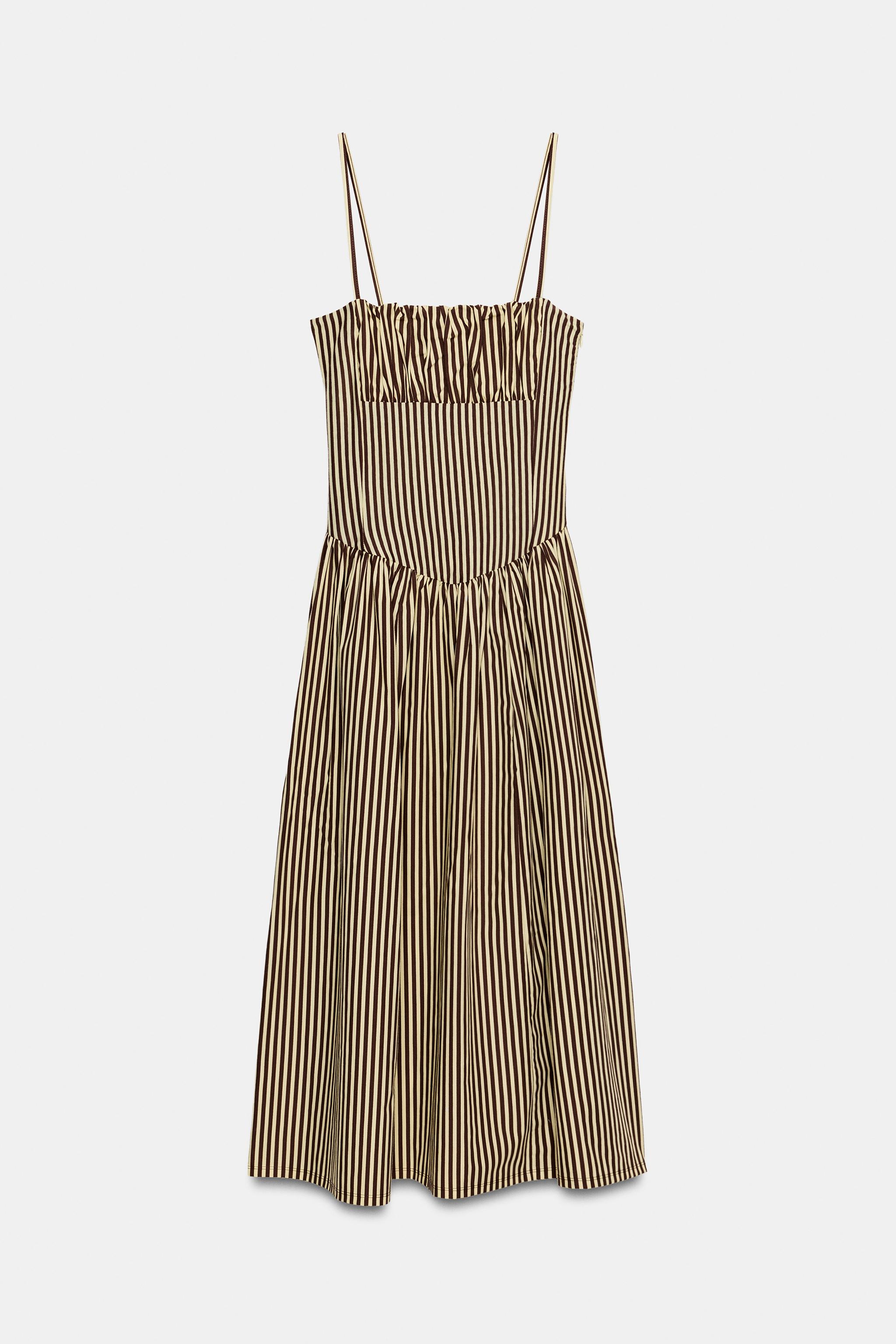 STRIPED COMBINATION POPLIN DRESS
