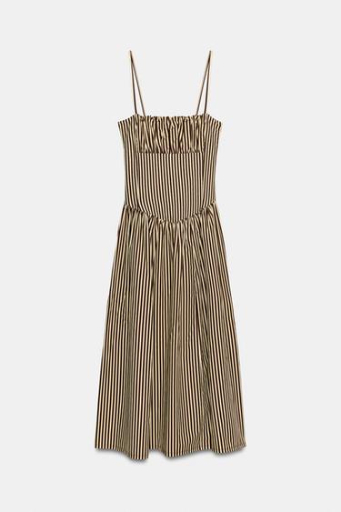 ROBE RAYÉE BIMATIÈRE EN POPELINE - rayures de Zara - Image 4