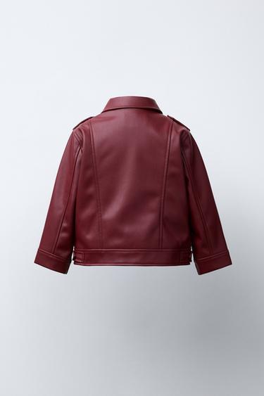 FAUX LEATHER JACKET WITH BUCKLES - Burgundy by Zara - Image 3