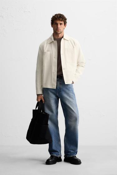 Zara TEXTURED POCKET OVERSHIRT - Ecru - Image 0