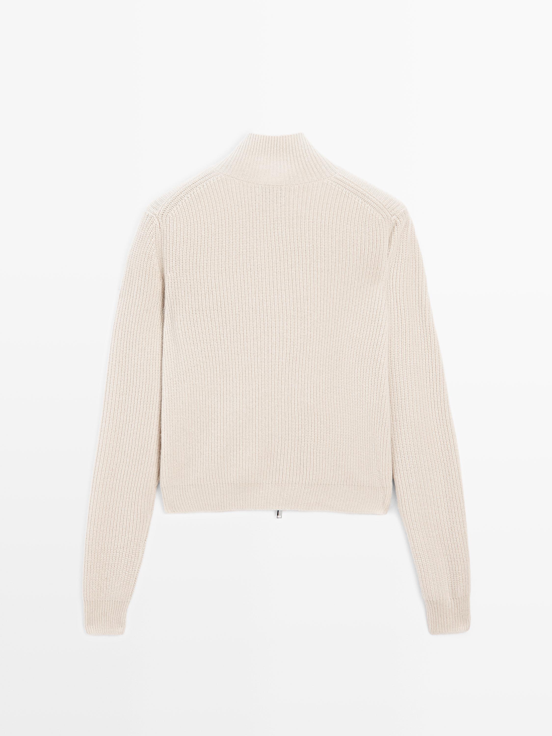 100% cashmere zip-up cardigan