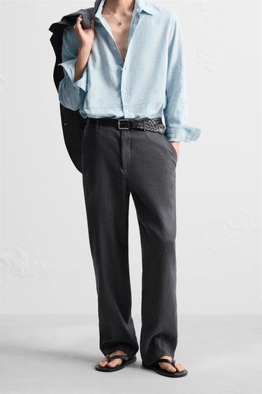 100%リネンスーツパンツダークグレーZaraの100%リネンスーツパンツ - ダークグレー 