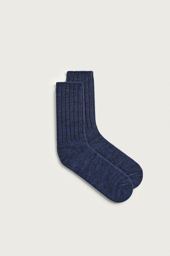 RIBBED TWISTED YARN SOCKS - Blue by Zara - Image 0