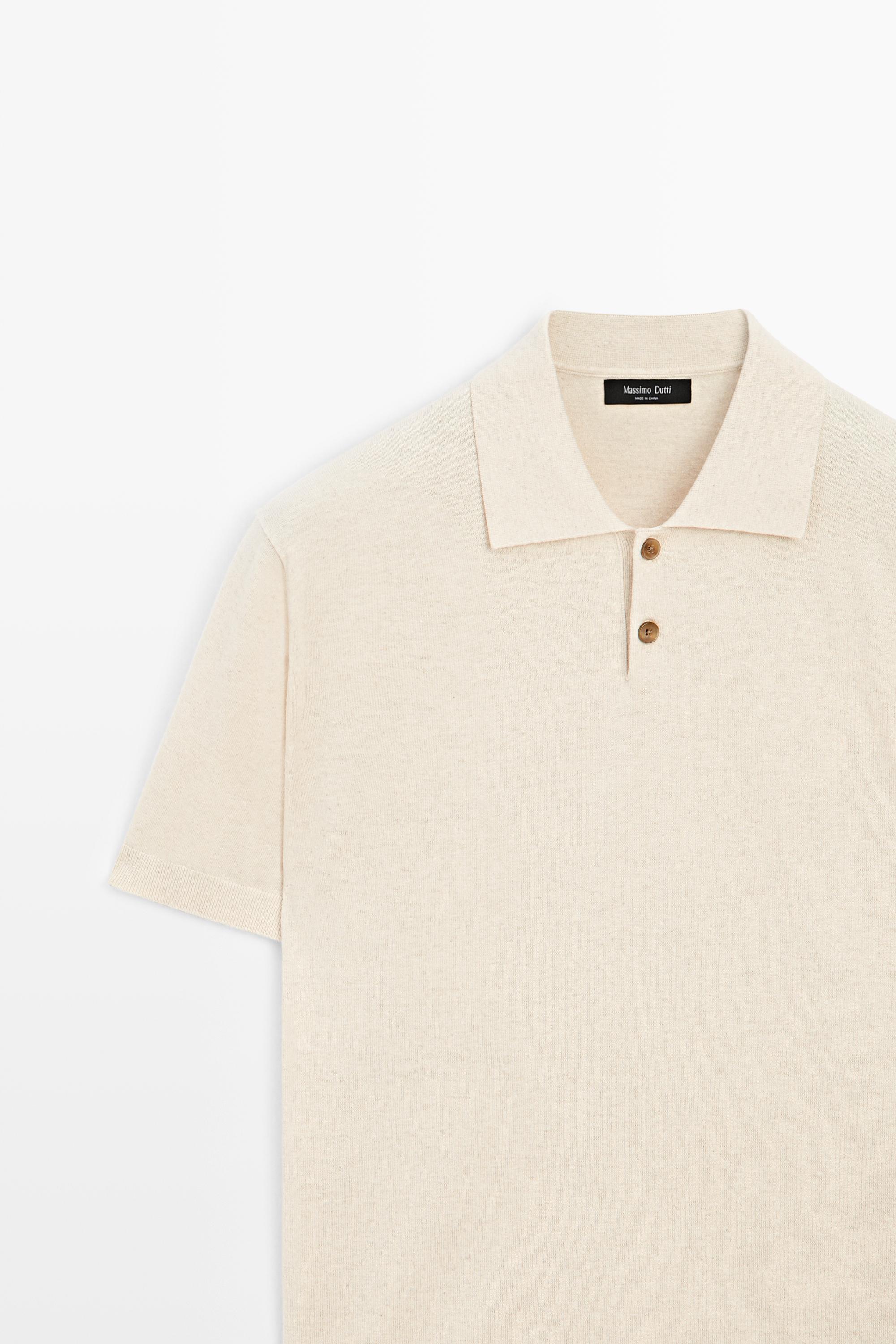 Cotton linen blend polo shirt