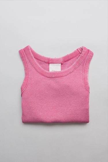 FADED-EFFECT RIB T-SHIRT - Pink by Zara